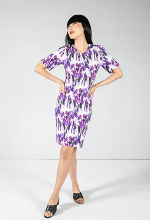 Abstract Printed Dots Dress in Wild Heather
