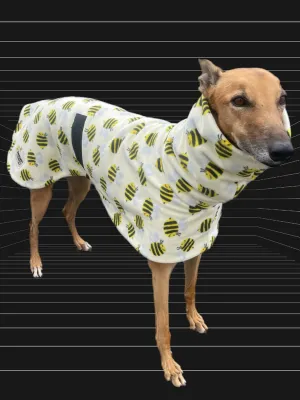 Bee happy in soft yellow greyhound coat rug thick polar fleece washable extra wide neck hoodie