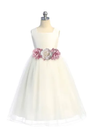Big Girls Ivory Poly Silk Tulle Junior Bridesmaid Dress 8-14