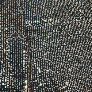 Black & Golden Sequins Embroidery Power Net Fabric