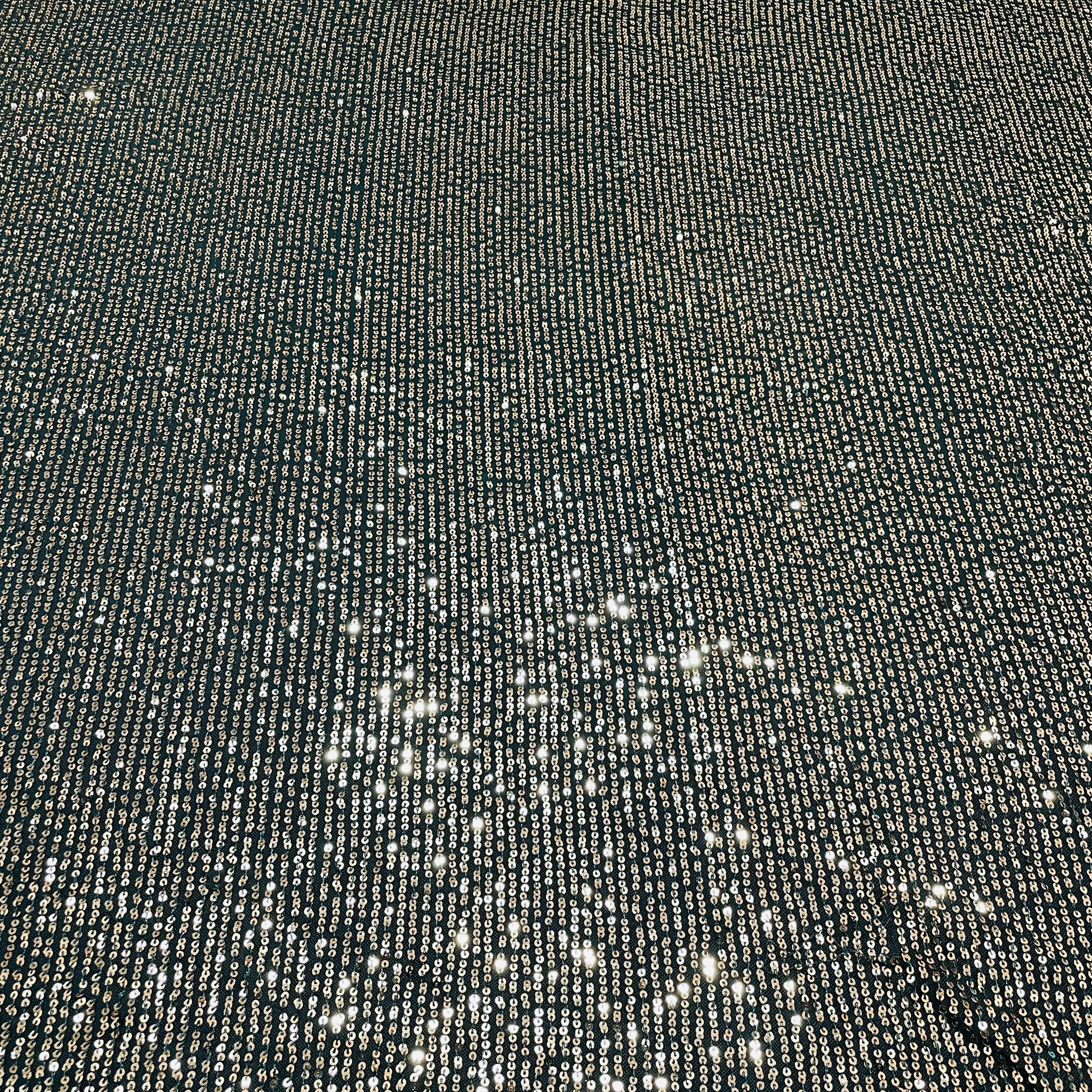 Black & Golden Sequins Embroidery Power Net Fabric