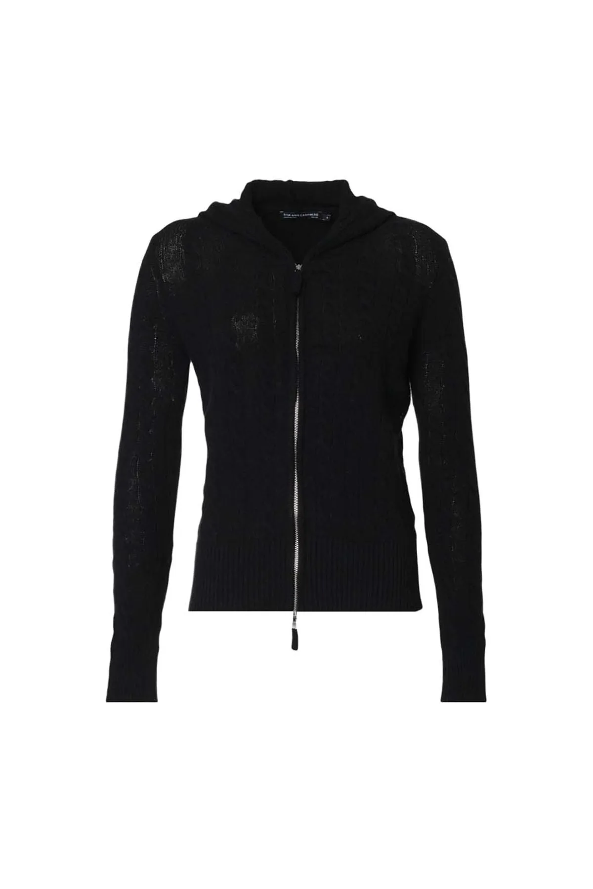 Black Cashmere and Wool Amelia Women's Hooded Cardigan