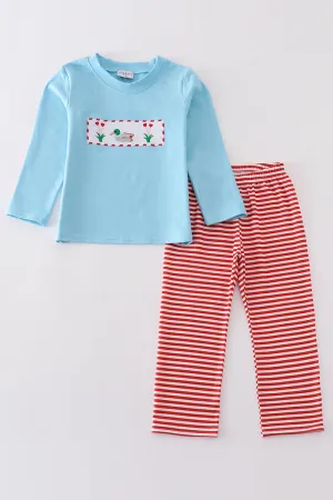 Blue valentine duck embroidery boy set