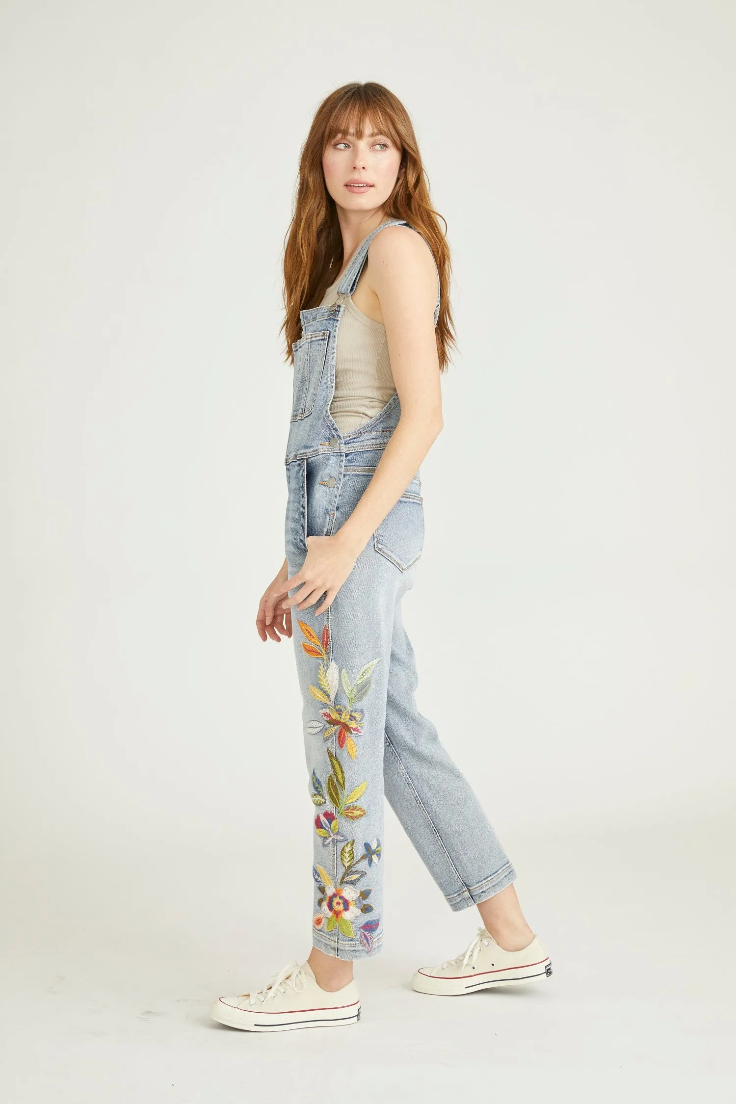 Brady Boyfriend Overalls - Feathery Leaf