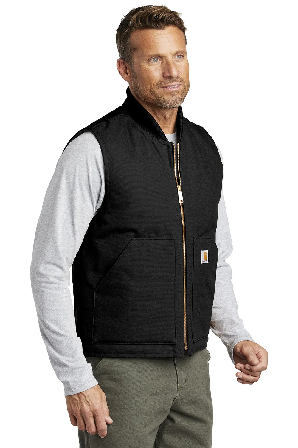 Carhartt Mens Wind & Water Resistant Duck Cloth Full Zip Vest - Black