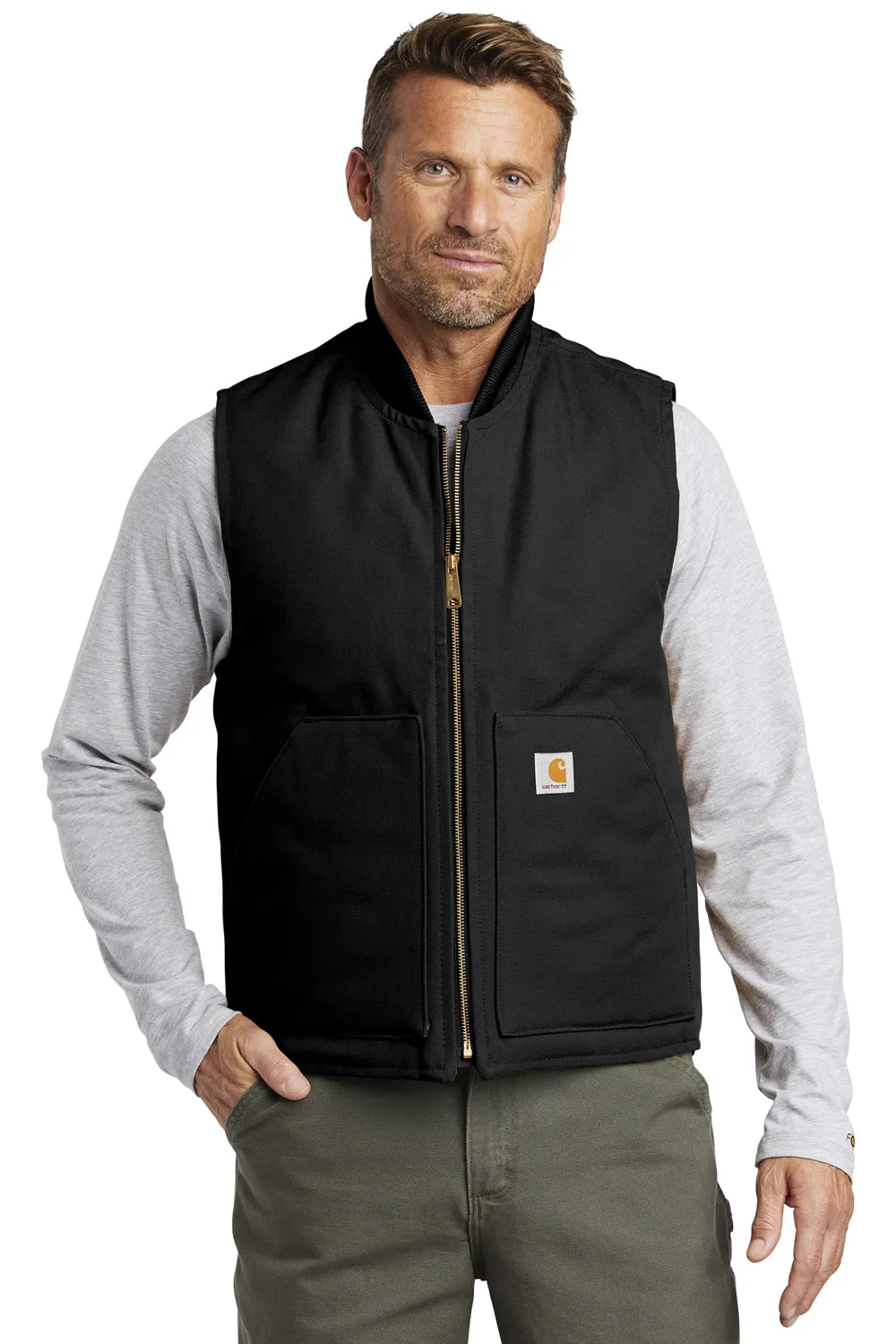 Carhartt Mens Wind & Water Resistant Duck Cloth Full Zip Vest - Black