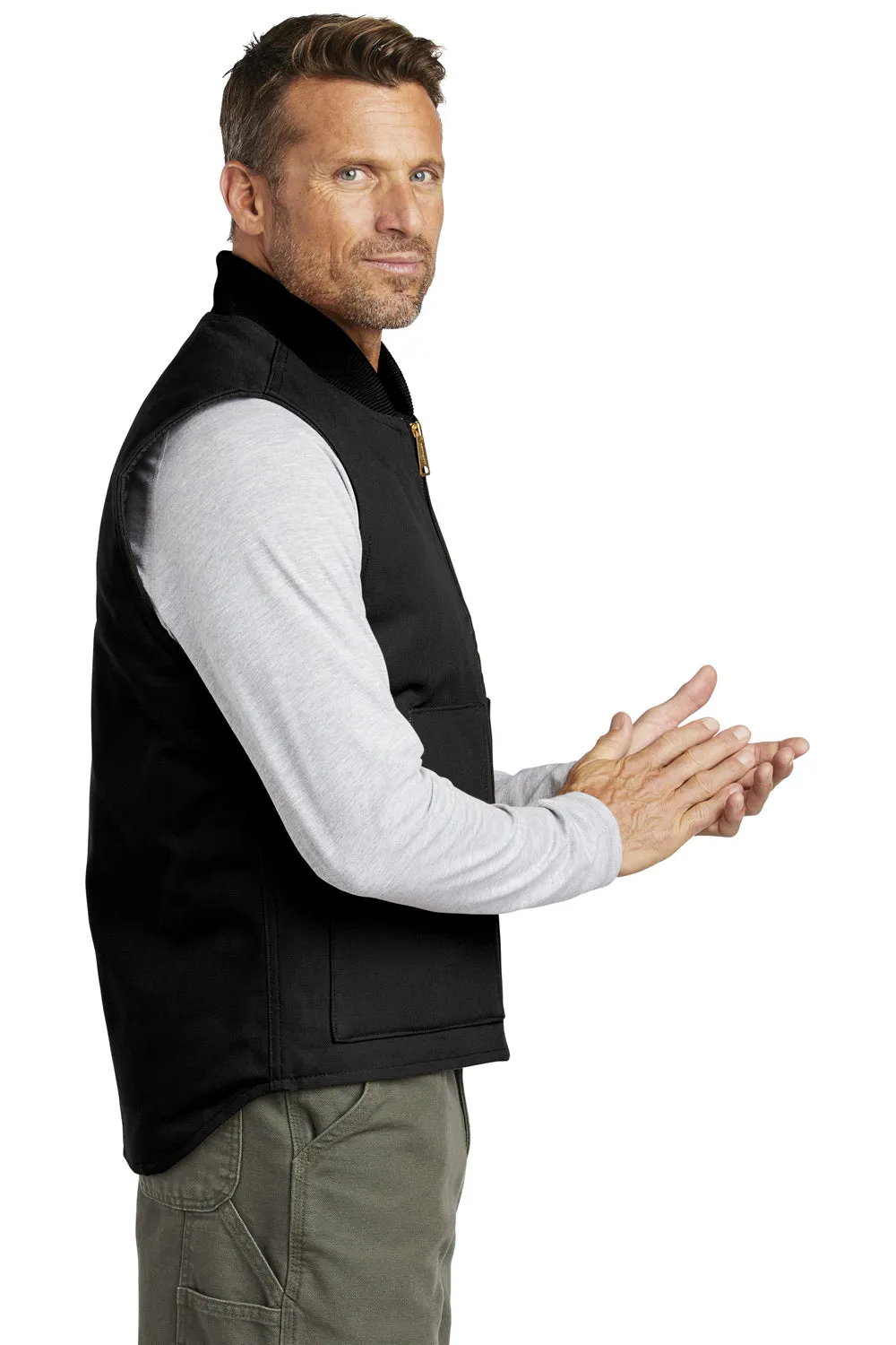 Carhartt Mens Wind & Water Resistant Duck Cloth Full Zip Vest - Black