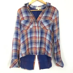 Cloth & Stone Plaid Button Up with Back Bottom Hem Slit- Size XS