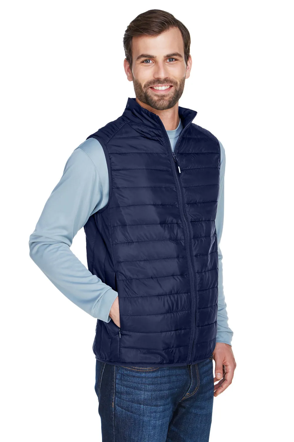 Core 365 Mens Prevail Packable Puffer Water Resistant Full Zip Vest - Classic Navy Blue