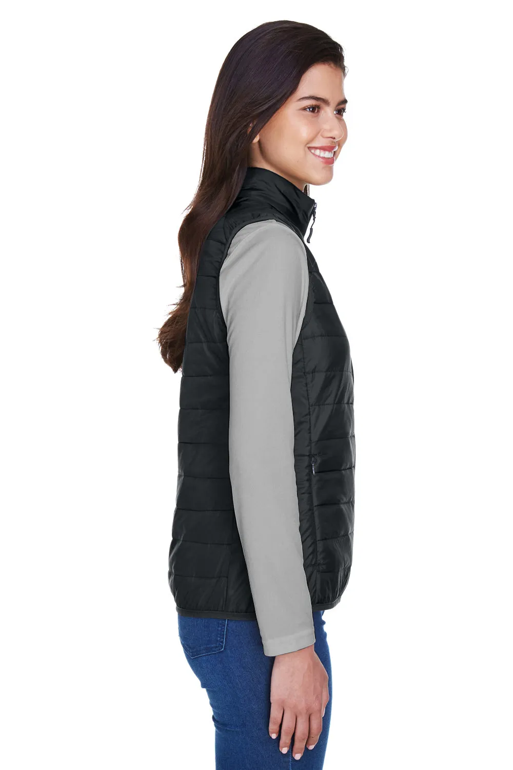 Core 365 Womens Prevail Packable Puffer Water Resistant Full Zip Vest - Black
