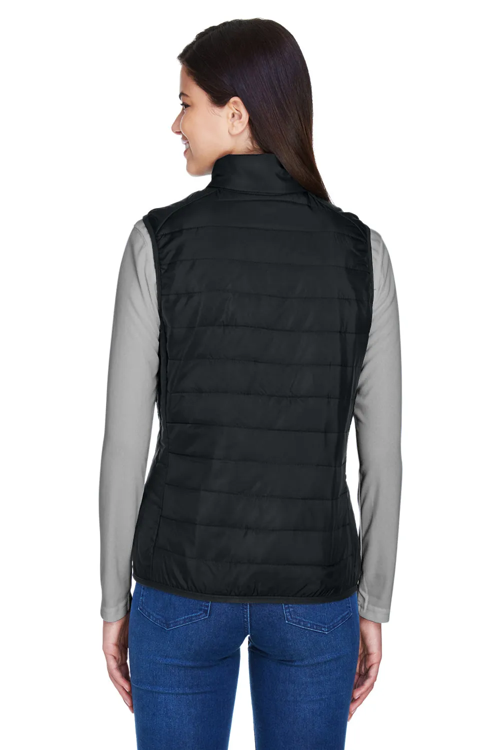Core 365 Womens Prevail Packable Puffer Water Resistant Full Zip Vest - Black