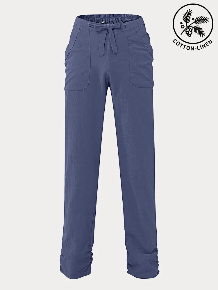Cotton Linen Drawstring Casual Pants