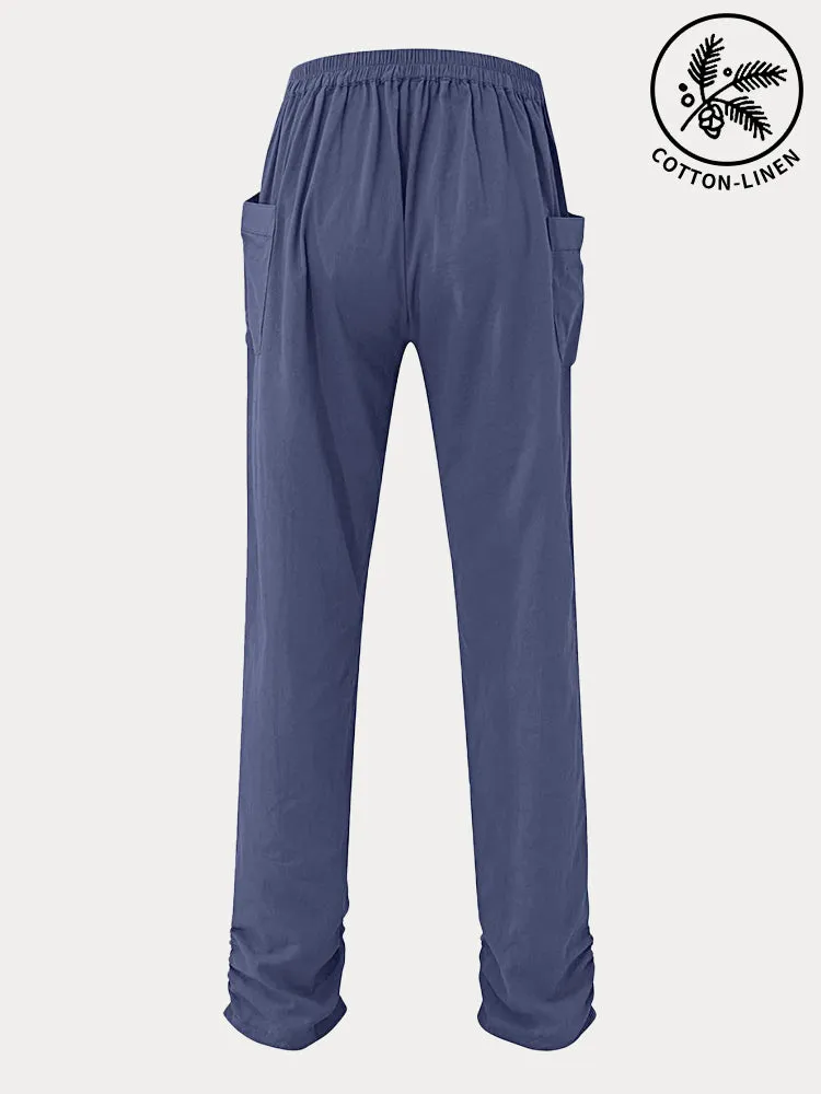 Cotton Linen Drawstring Casual Pants