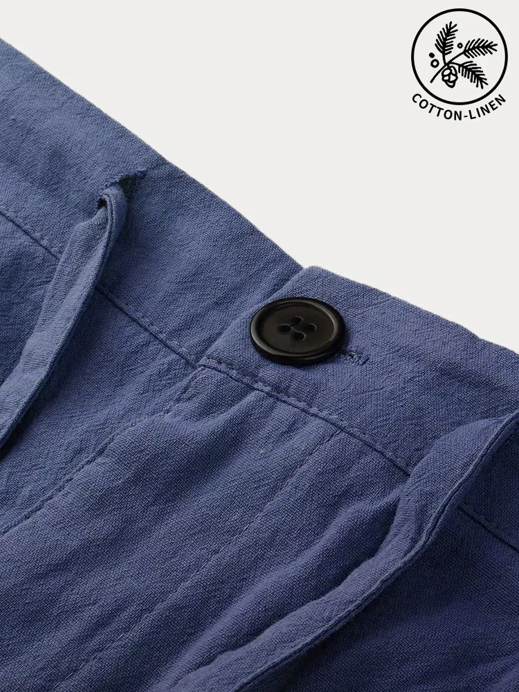 Cotton Linen Drawstring Casual Pants
