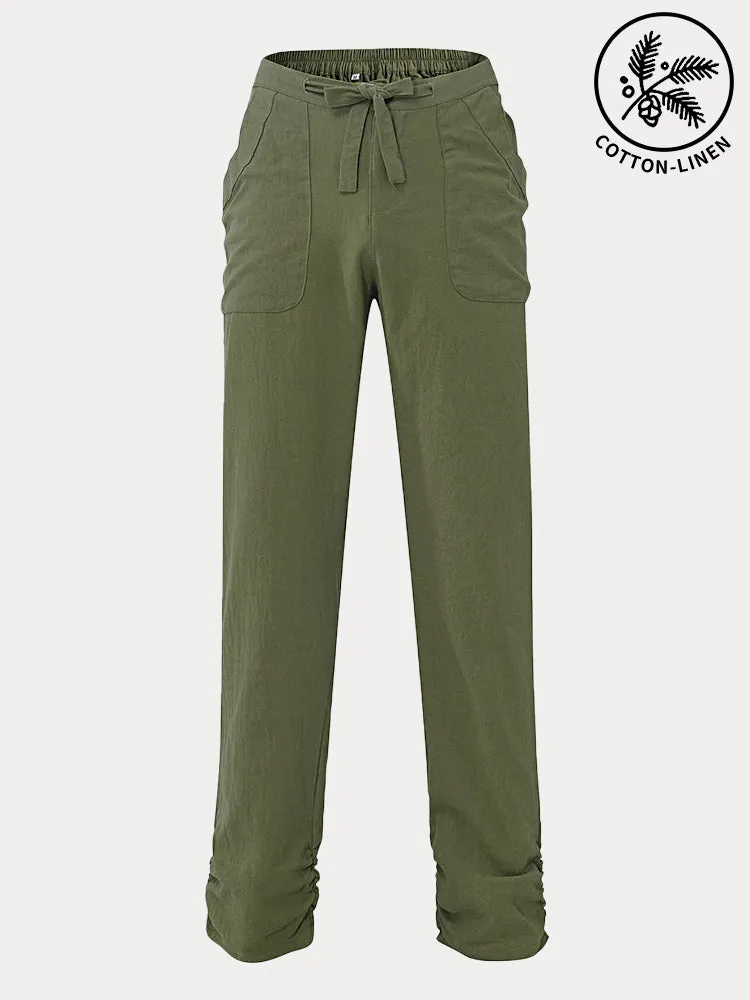 Cotton Linen Drawstring Casual Pants