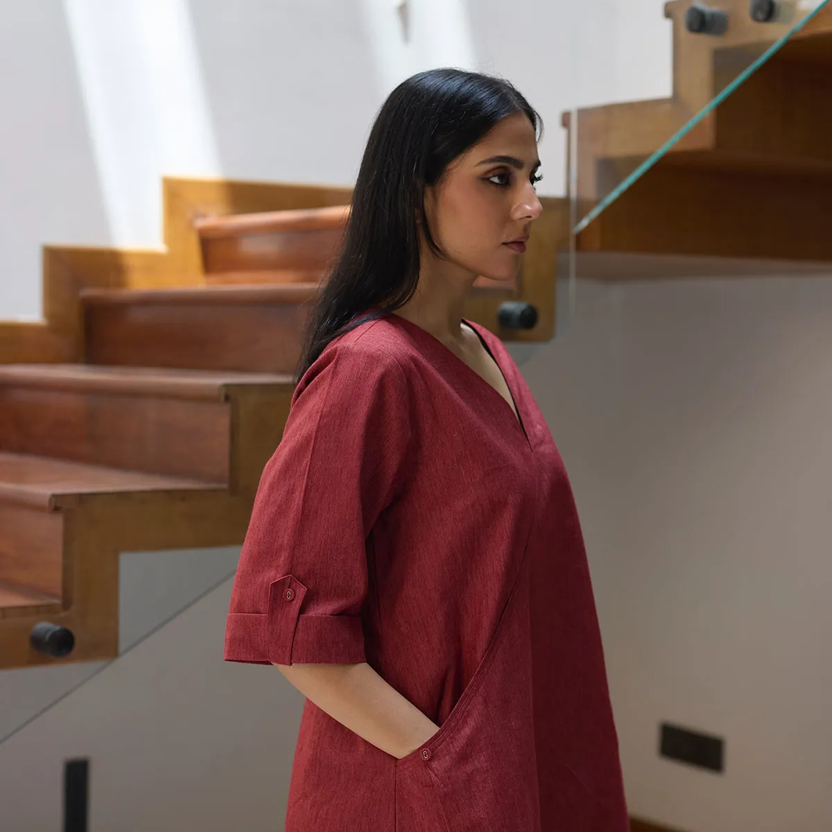 Cotton Maxi Dress for Women | Red