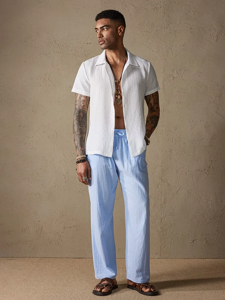 Cozy Drawstring Cotton Linen Straight Pants