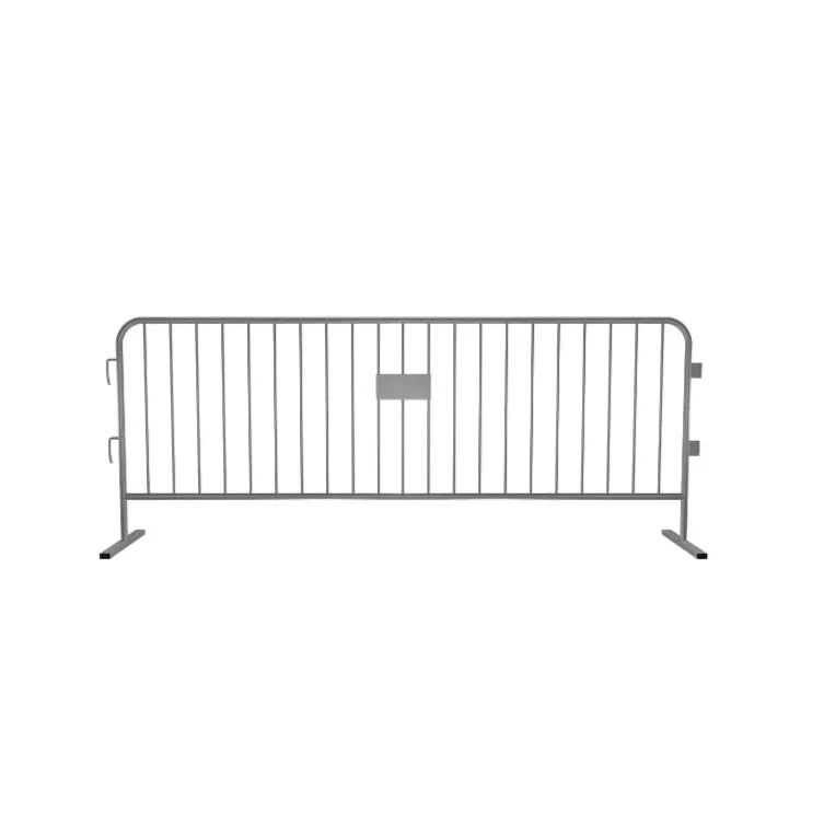 Crowdmaster® Crowd Control Powder Coated  Steel Barricade - HD Flat Feet - 8.5 Ft Long - Silver