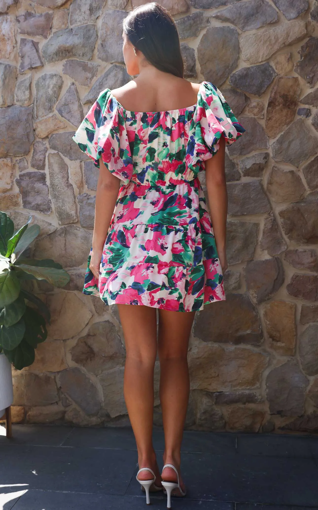 Dasha Mini Dress - Pink Green Floral