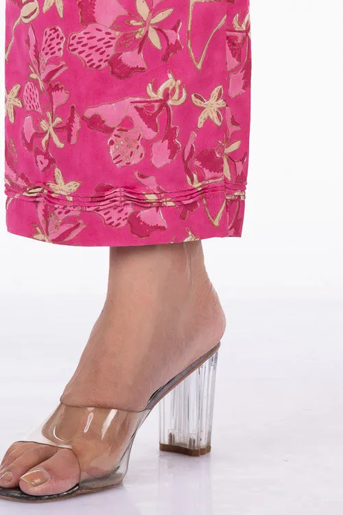 Dharan "Gulista Straight Pant" Pink Block Printed Straight Pants