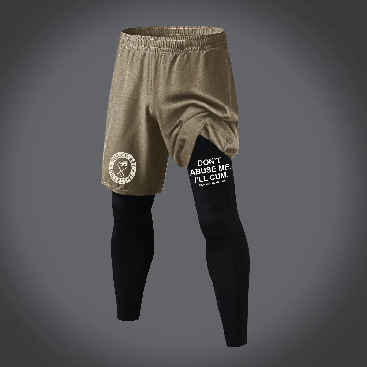 Don’t Abuse Me. I’ll Cum Letter Graphic Print 2 in 1 Gym Workout With Leggings