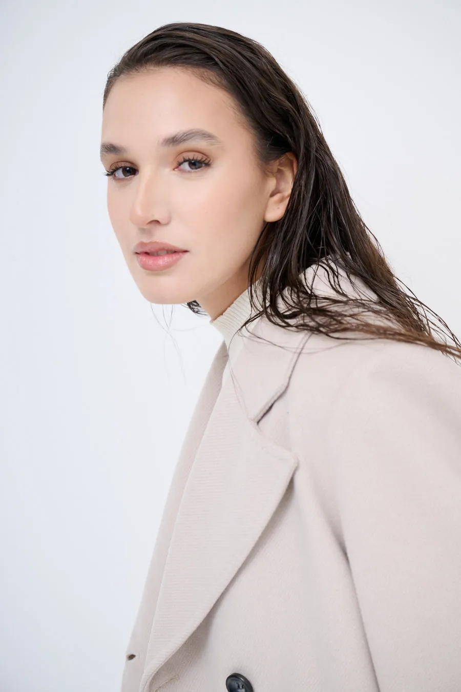 Double-breasted wool blend coat wholesale
