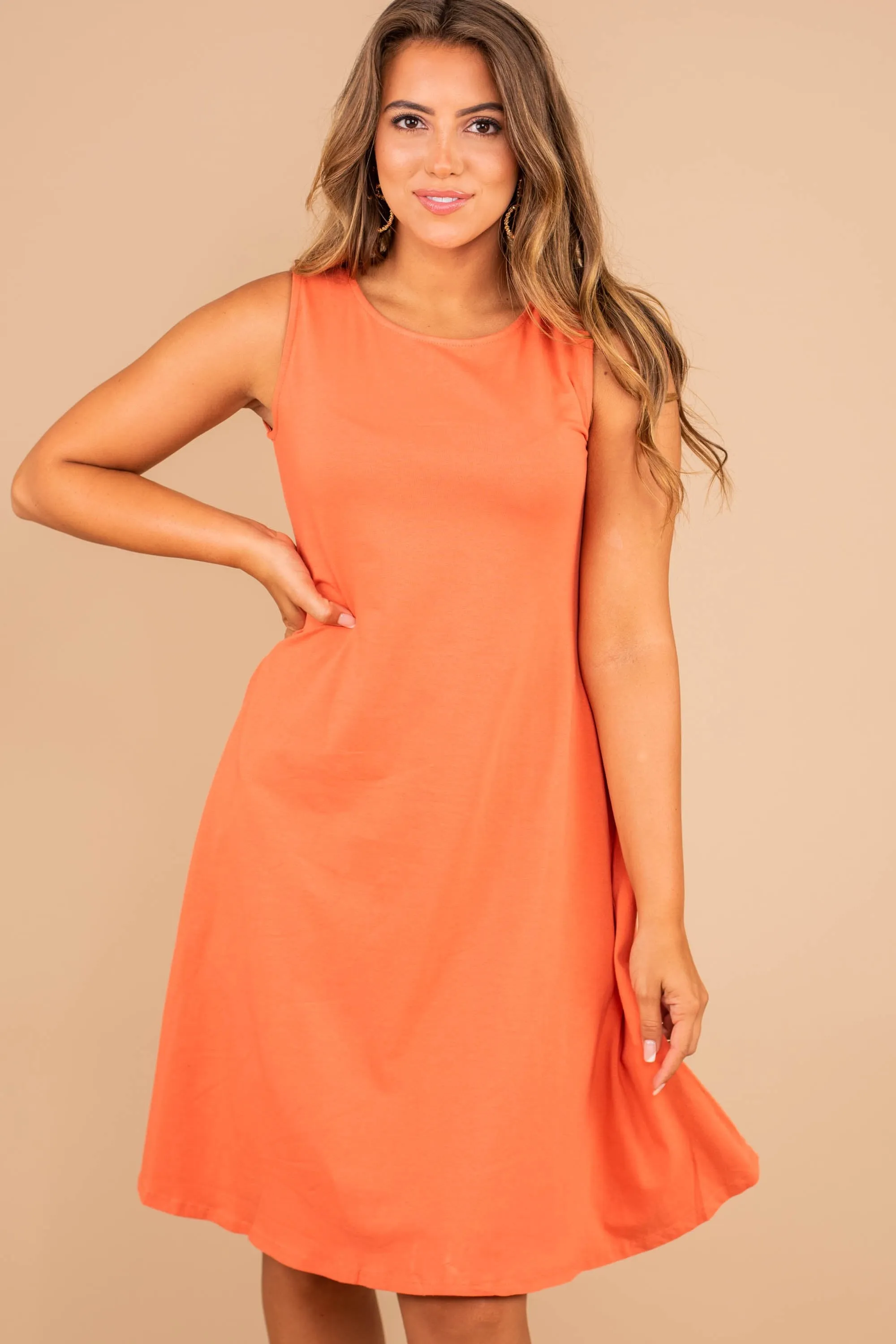 Easy To Find Ash Copper Orange Swing Dress