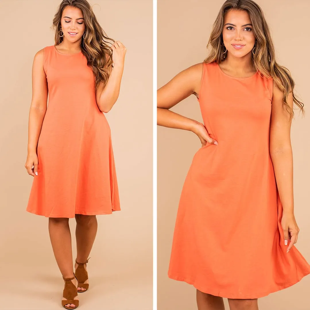 Easy To Find Ash Copper Orange Swing Dress
