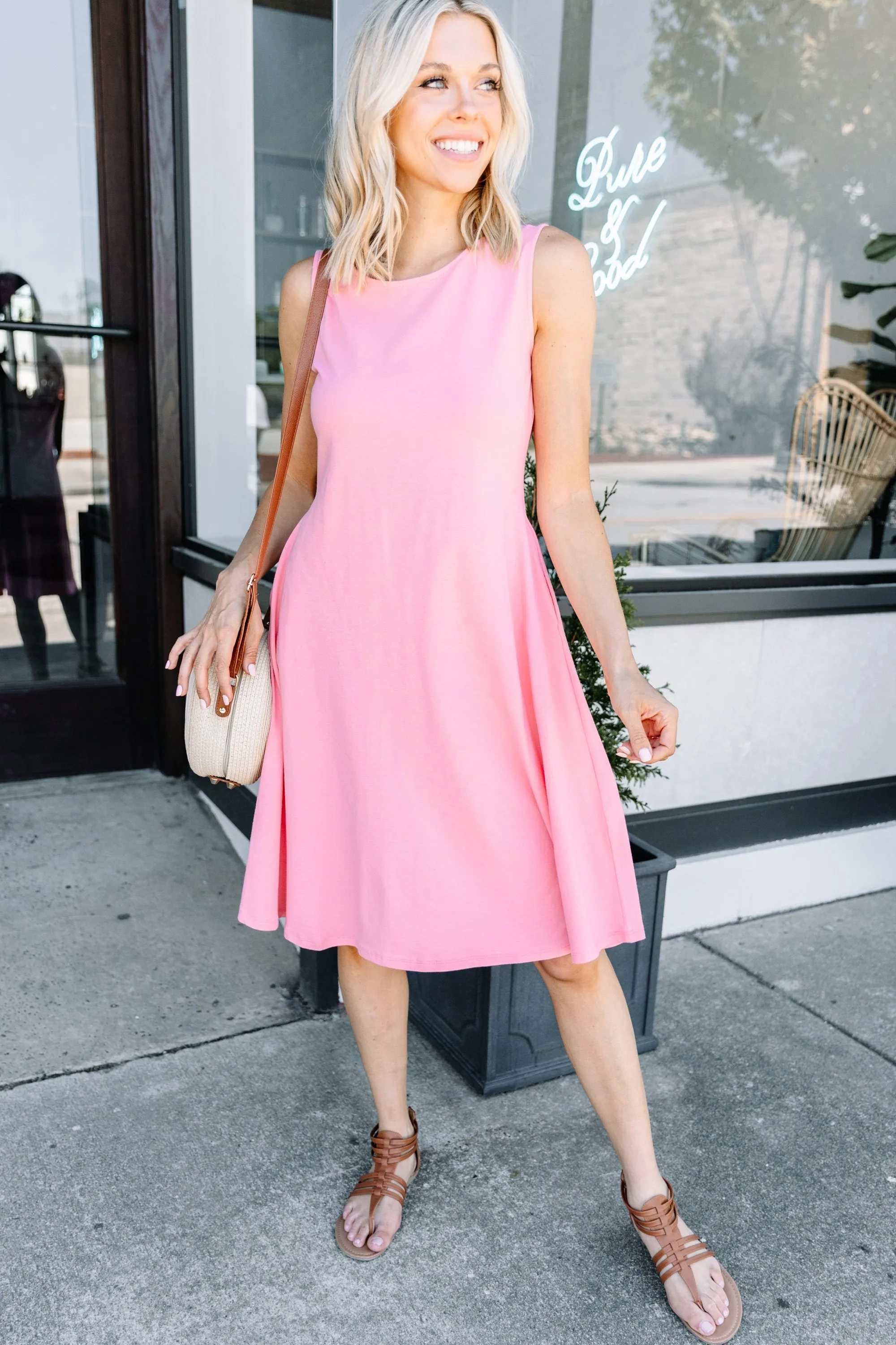 Easy To Find Rose Pink Swing Dress