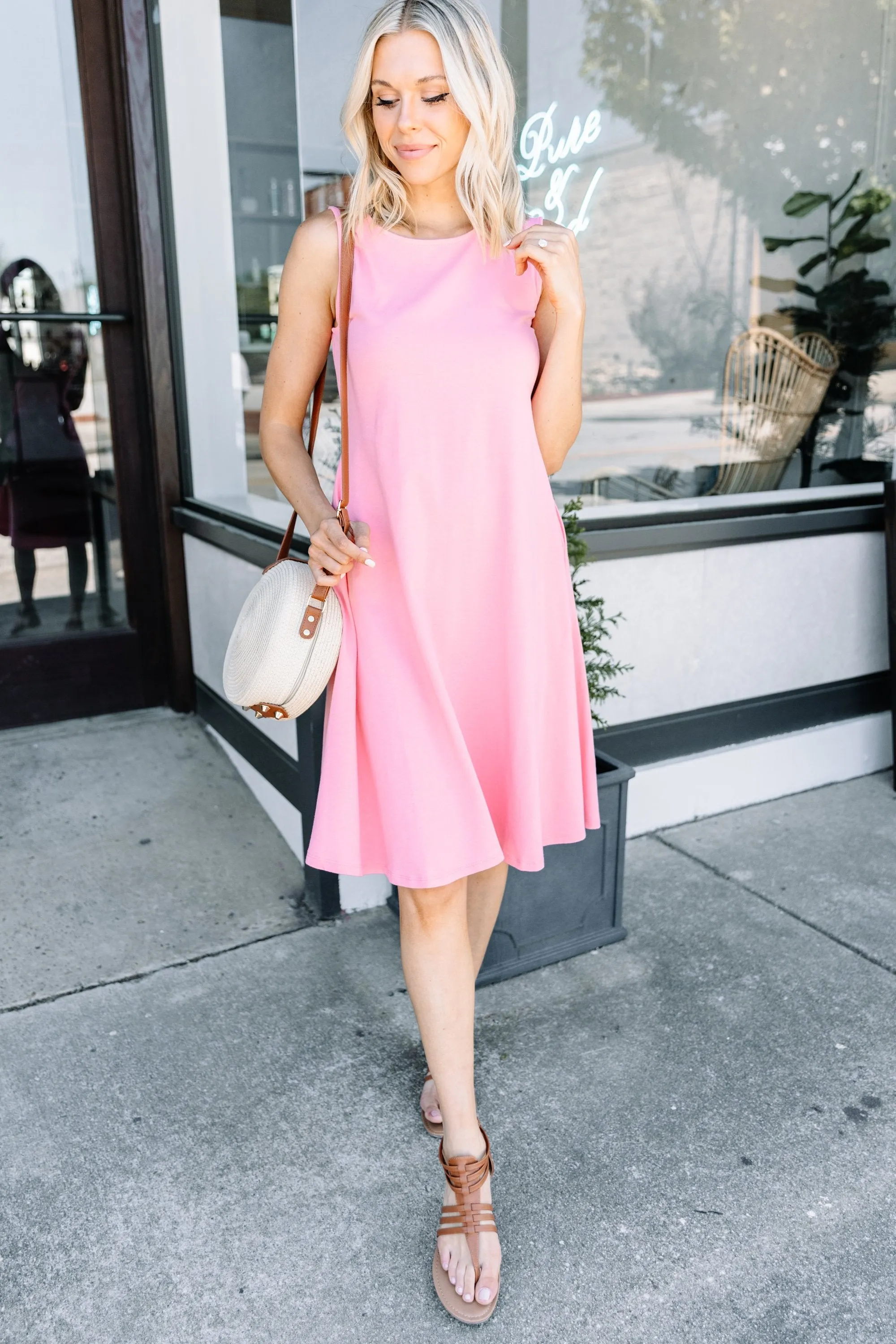 Easy To Find Rose Pink Swing Dress