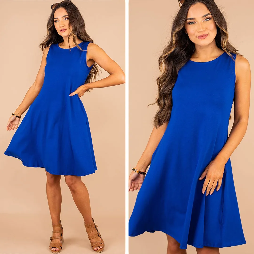 Easy To Find Royal Blue Swing Dress
