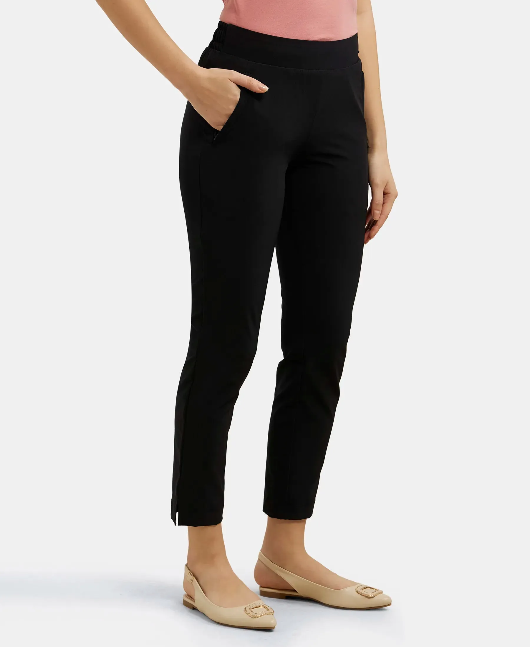 Environment Friendly Recycled Microfiber All Day Pants with StayFresh Treatment - Black