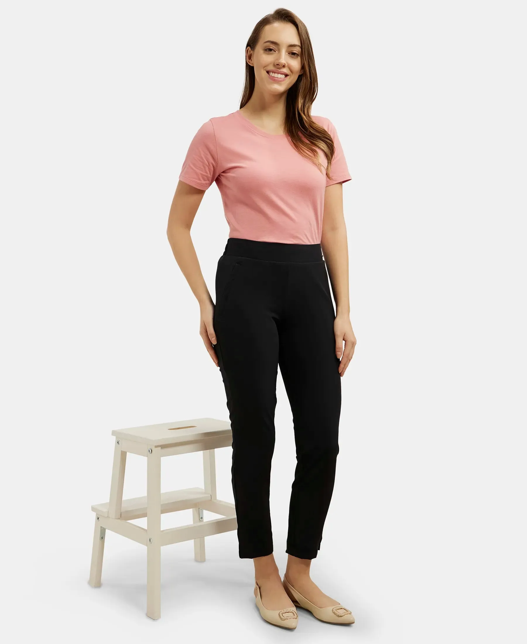 Environment Friendly Recycled Microfiber All Day Pants with StayFresh Treatment - Black