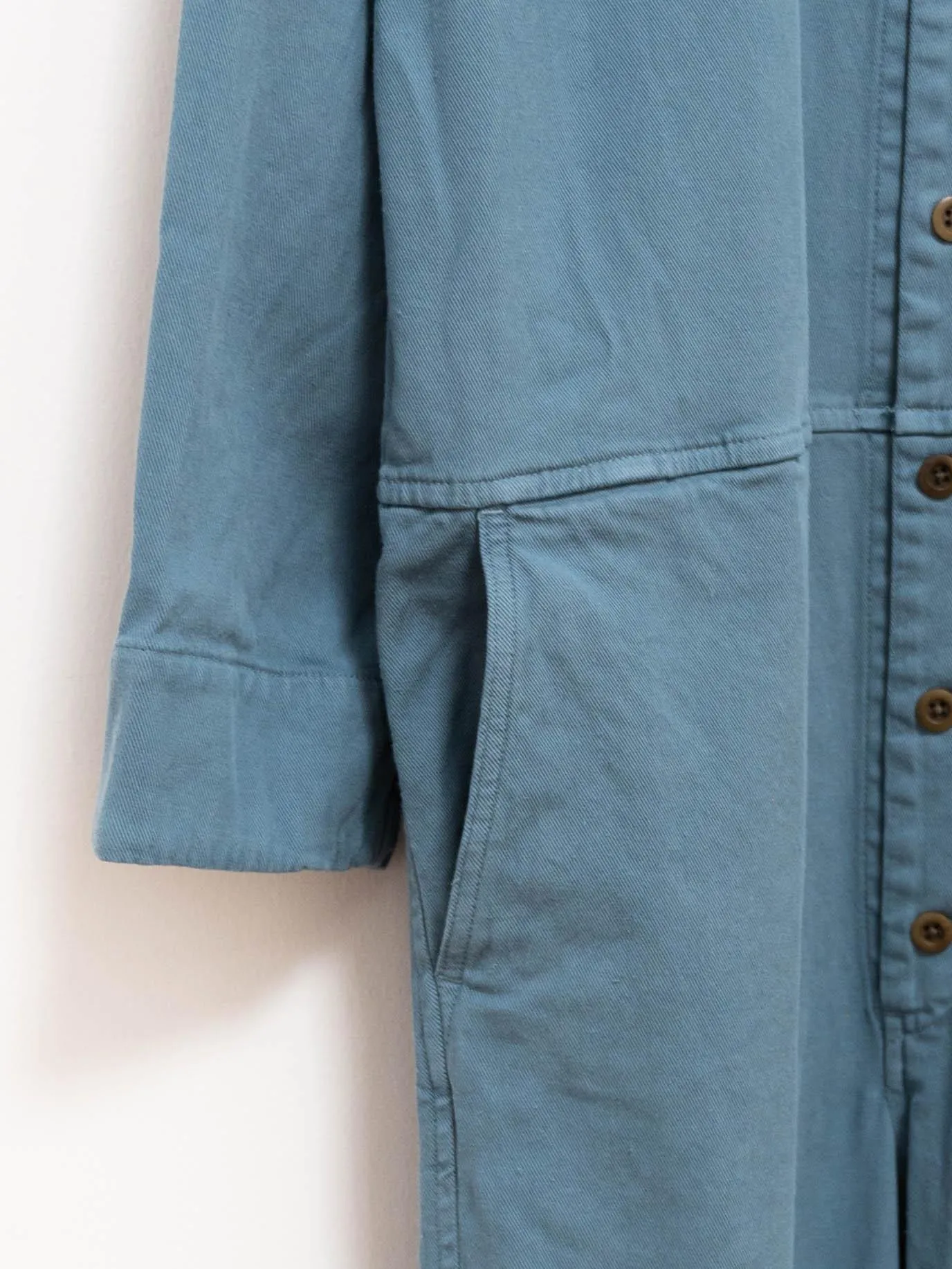 Garment Dyed Lyocell Cotton Stretch Jumpsuit - Smokey Blue