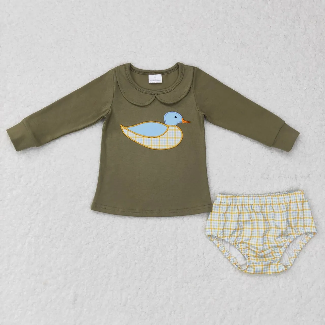 GBO0186 girls green duck tops bummies sets