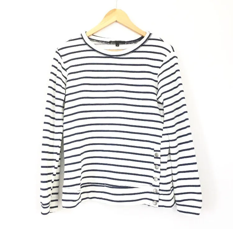Gibson Striped Sweater Shirt With Side Buttons- Size S