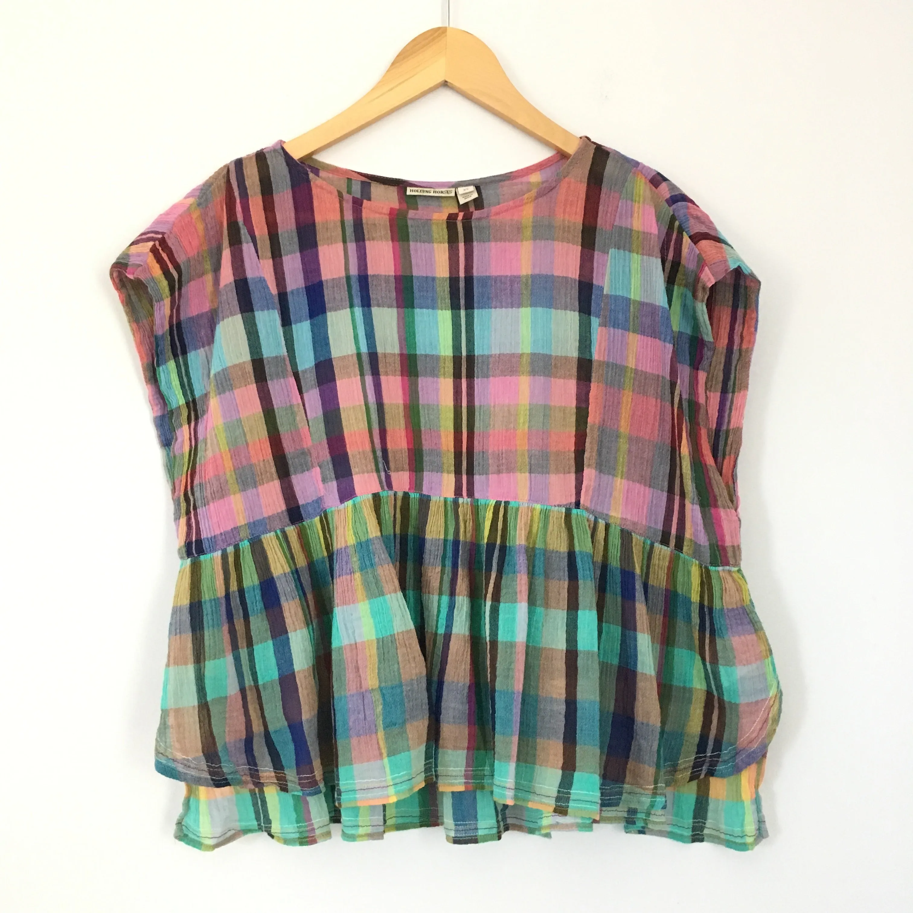 Holding Horses Plaid Top- Size XS