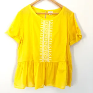J Crew Lemon Embroidered Tie Sleeve Top- Size 14