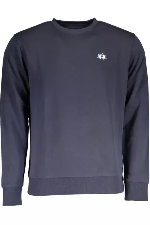 La Martina Blue Cotton Men Sweater