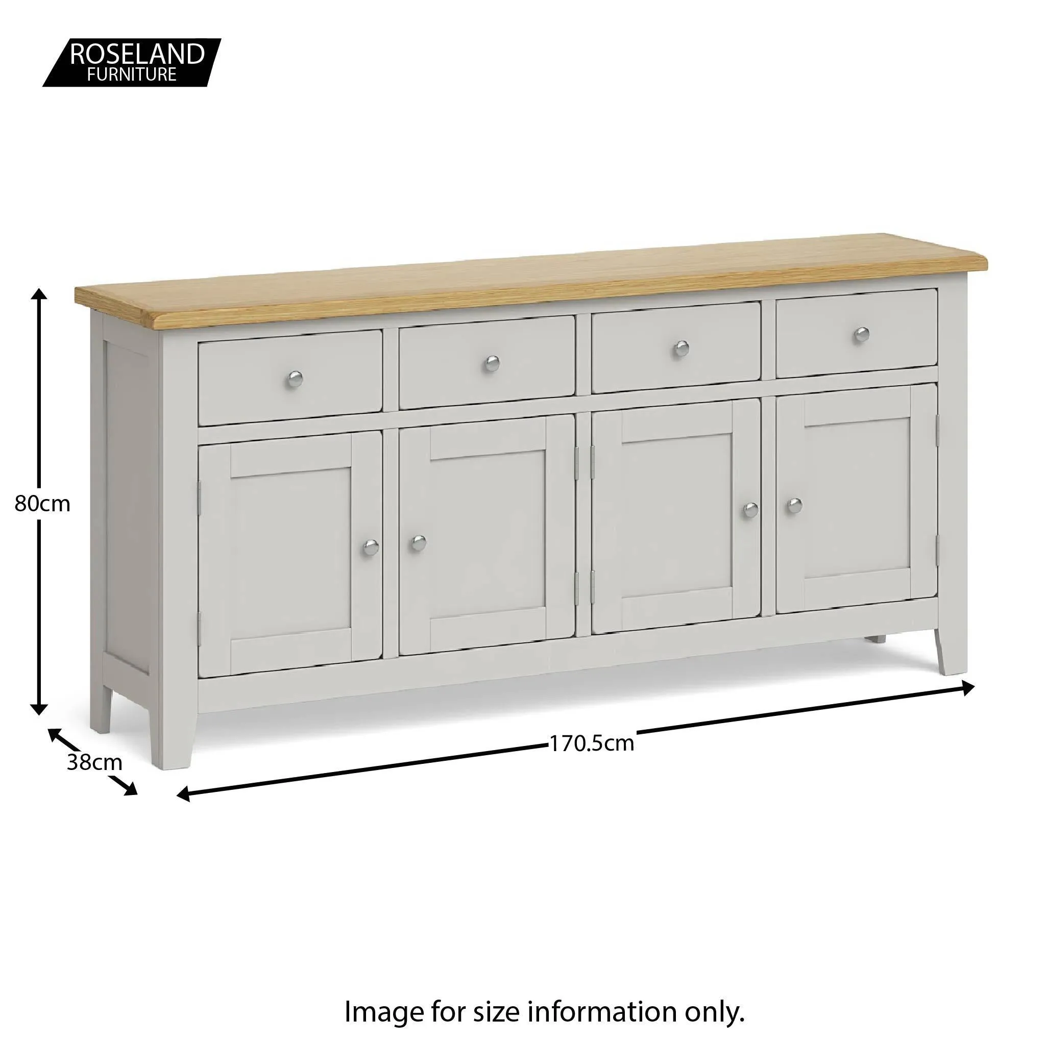 Lundy Grey 4 Door  Extra Large Sideboard