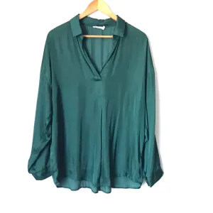 Lush Hunter Green Collared Long Sleeve Tunic- Size XL