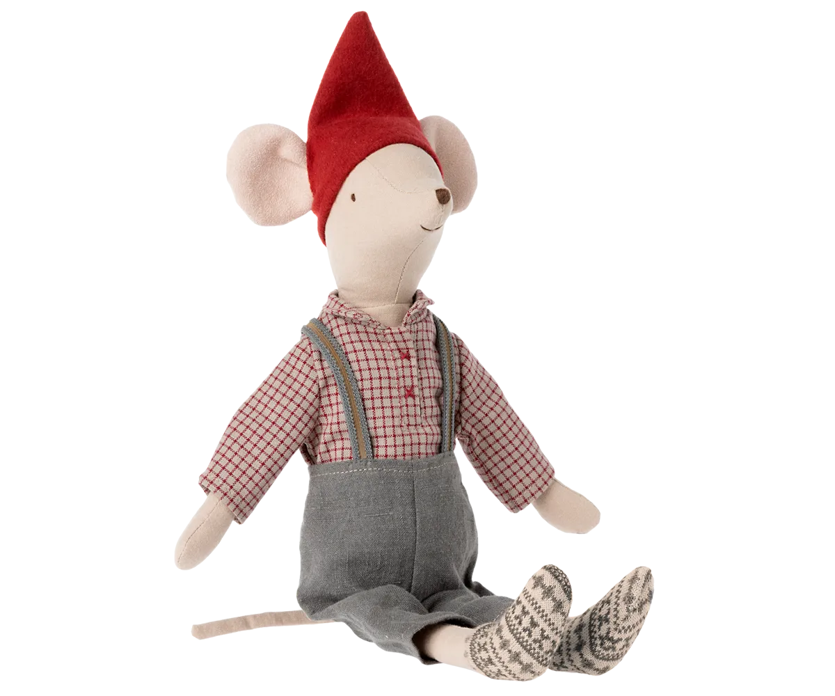 Medium Christmas Mouse, Boy - Overalls