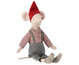 Medium Christmas Mouse, Boy - Overalls