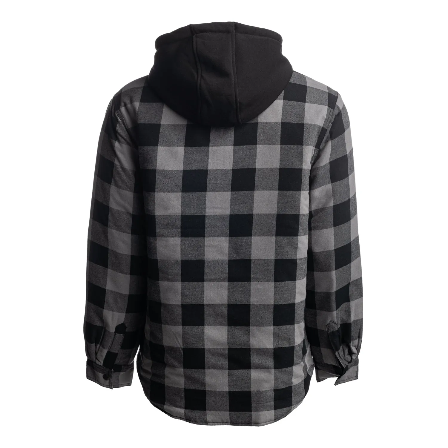 Men’s Quilted Flannel Jacket with Hood - TK-1687GRY - Limited Stock