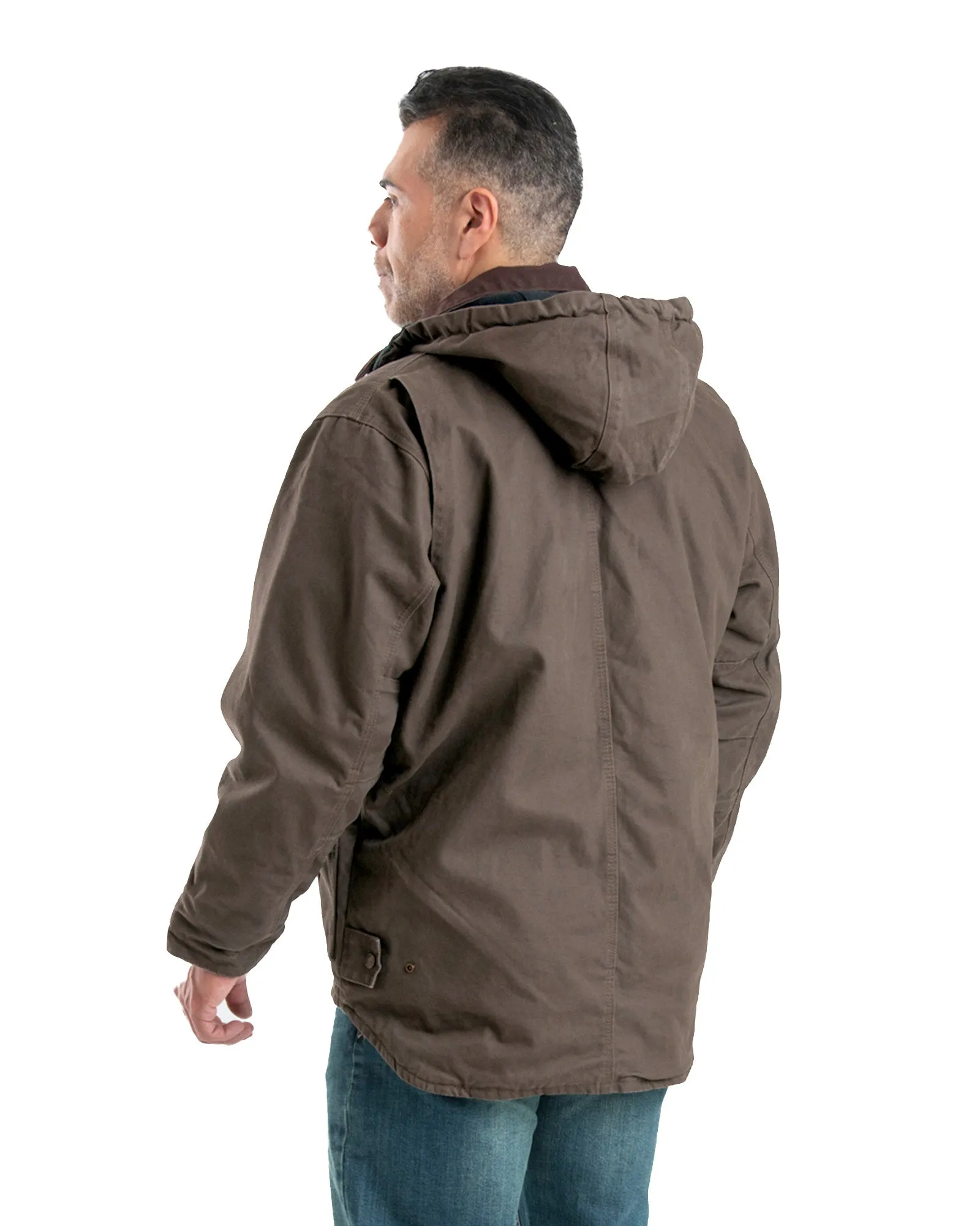 Men's Washed Duck Zip-Off Hooded Work Coat