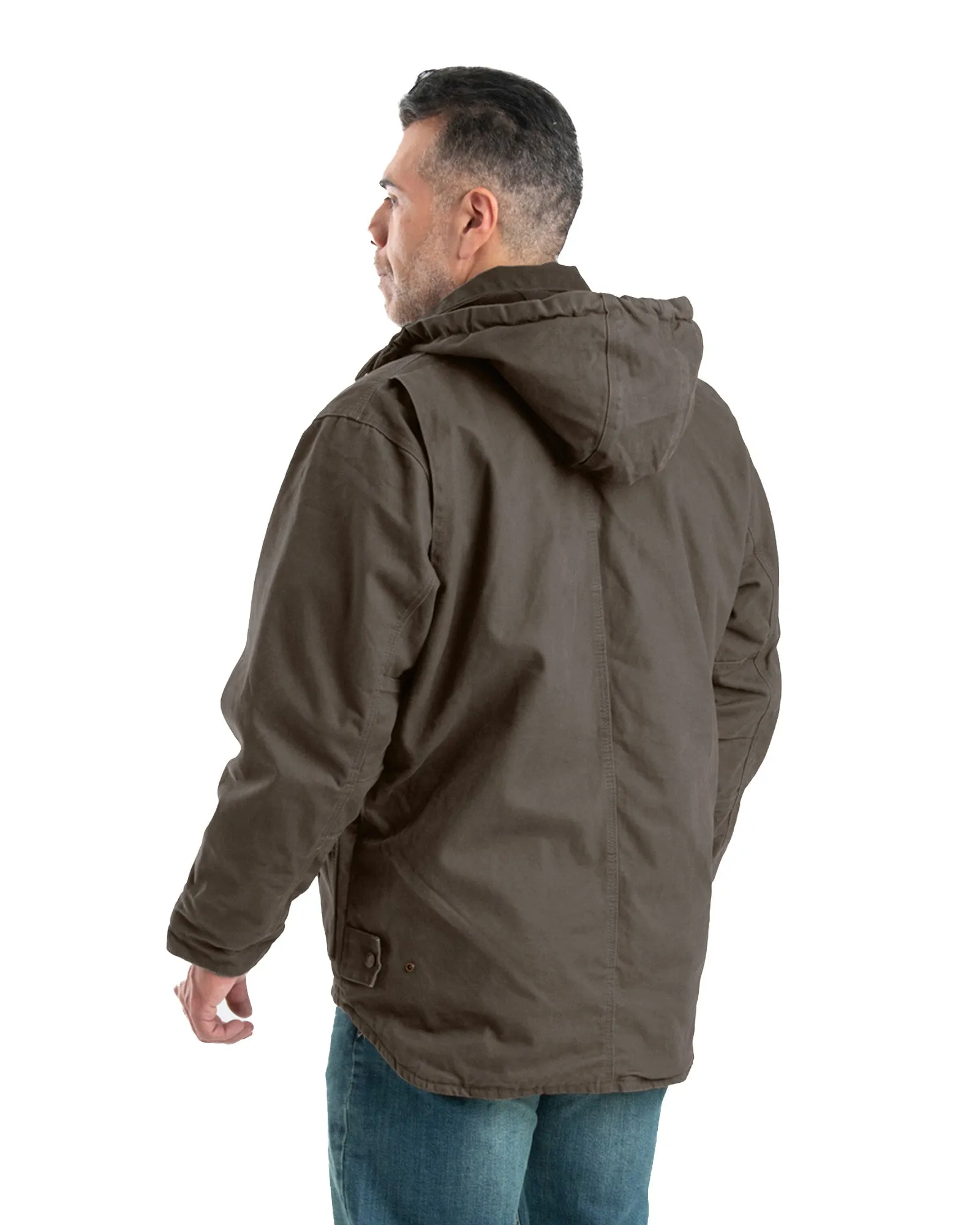 Men's Washed Duck Zip-Off Hooded Work Coat