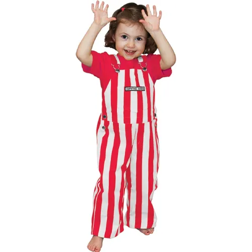 NC State Wolfpack Toddler Unisex Red and White Striped Game Day Overalls