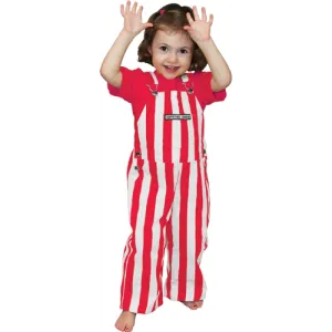 NC State Wolfpack Toddler Unisex Red and White Striped Game Day Overalls