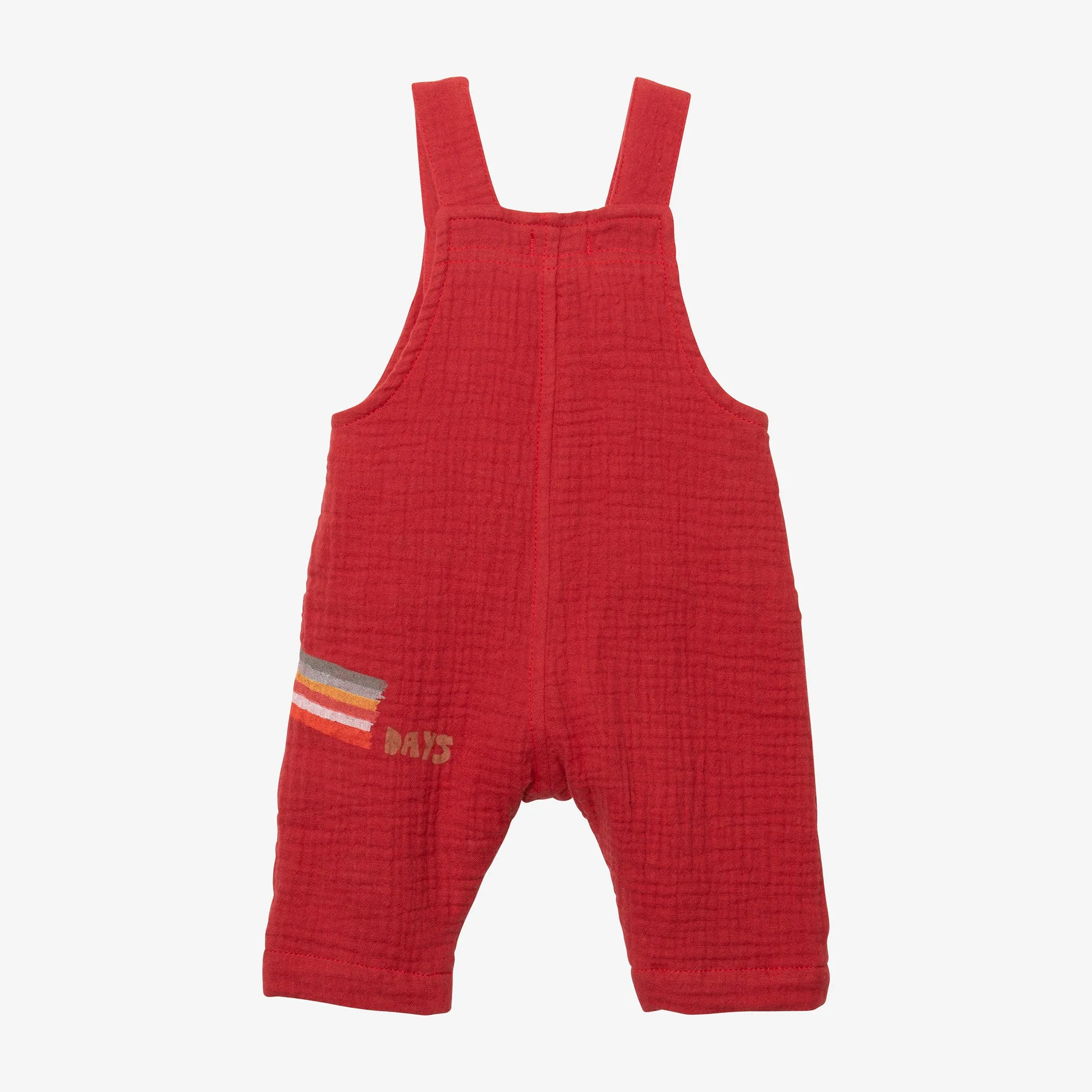 Newborn boy clay-colored overalls