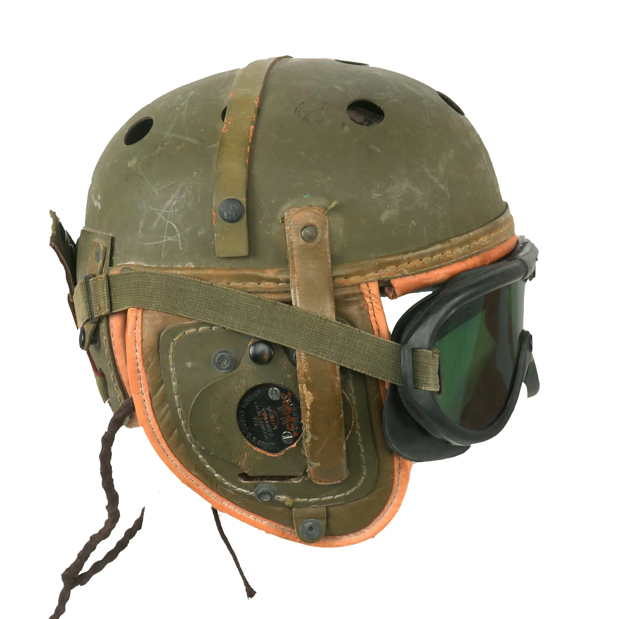 Original U.S. WWII Tanker Set - M38 Helmet & Goggles with Coveralls & Matching Hat
